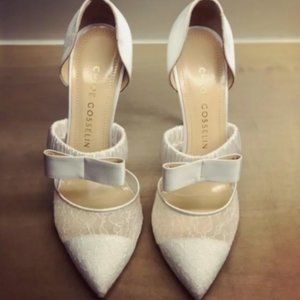 Chloe Gosselin White Satin and Lace Lily Pump